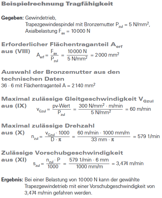 Beispielrechnung Tragfaehigkeit Trapezgewindetriebe